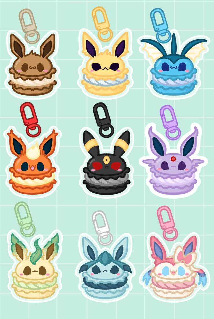 Eeveevolution Macaron Blind Box Acrylic Key-Chain Mockup