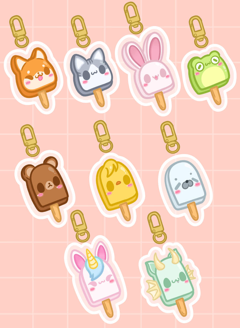 Animal Popsicle Blind Box Acrylic Key-Chains MockUp