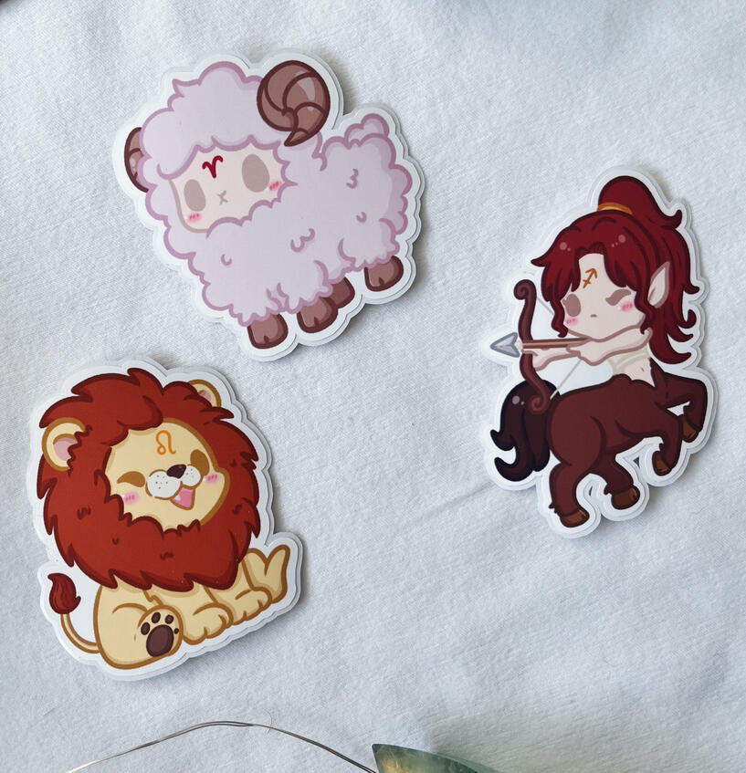 Astrological Zodiac Signs Die Cut Sticker Collection: Fire Signs