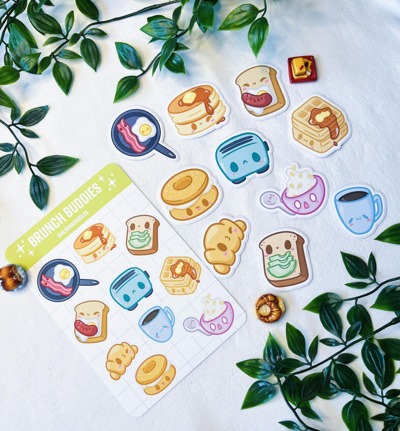 Brunch Buddies Sticker Sheet and Die-Cut Stickers