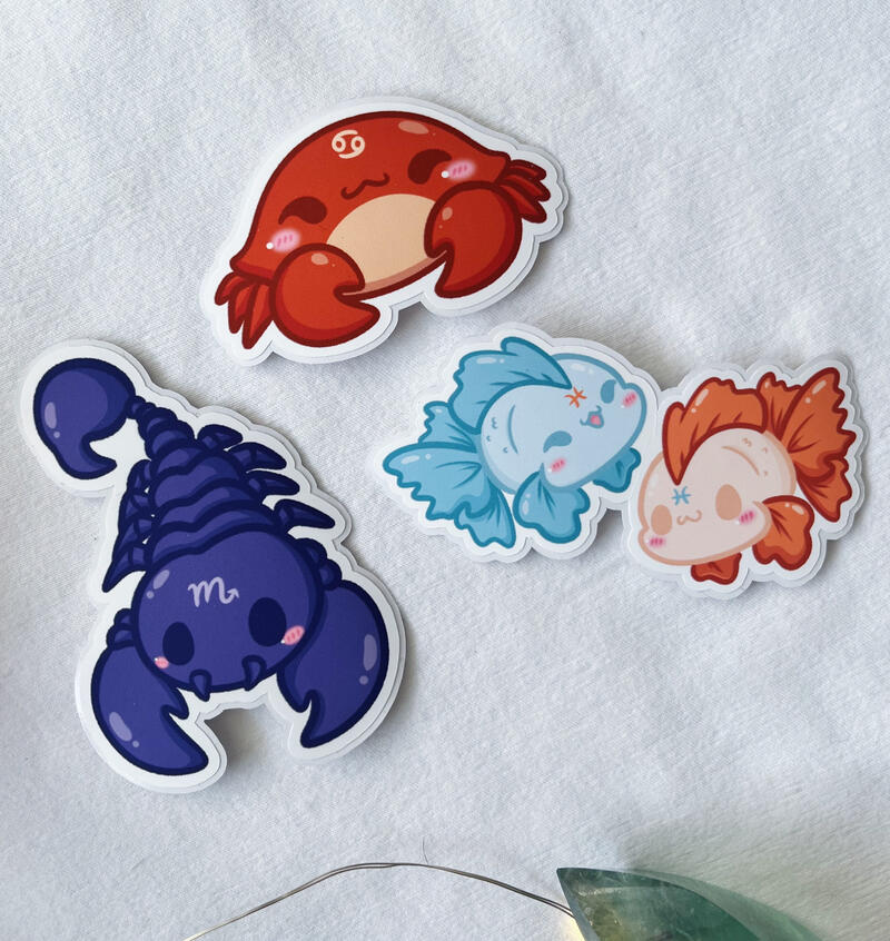 Astrological Zodiac Signs Die-Cut Sticker Collection: Water Signs