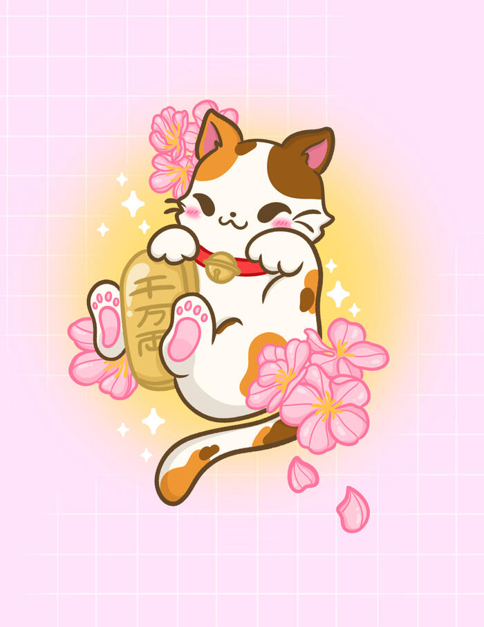 Lucky Cat (Print Size: 8.5 x 11", including 8 x 8" and 4 x 6")