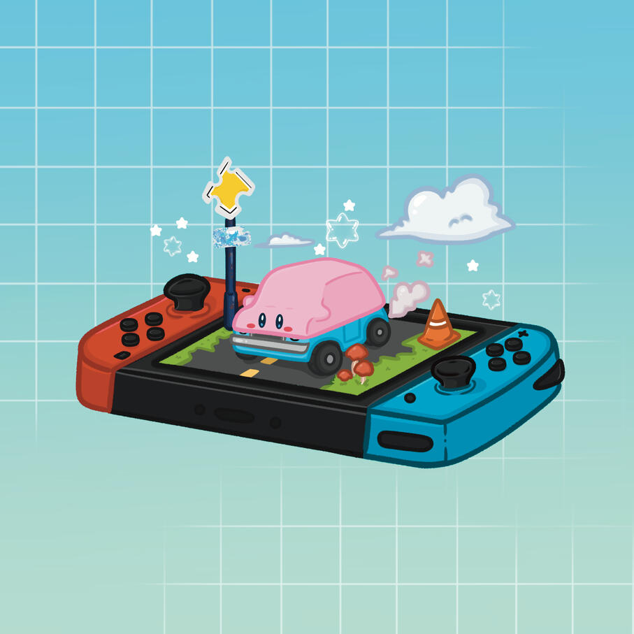 Kirby and The Forgotten Land Nintendo Switch (Print Size: 8 x 8" and 4 x 6")