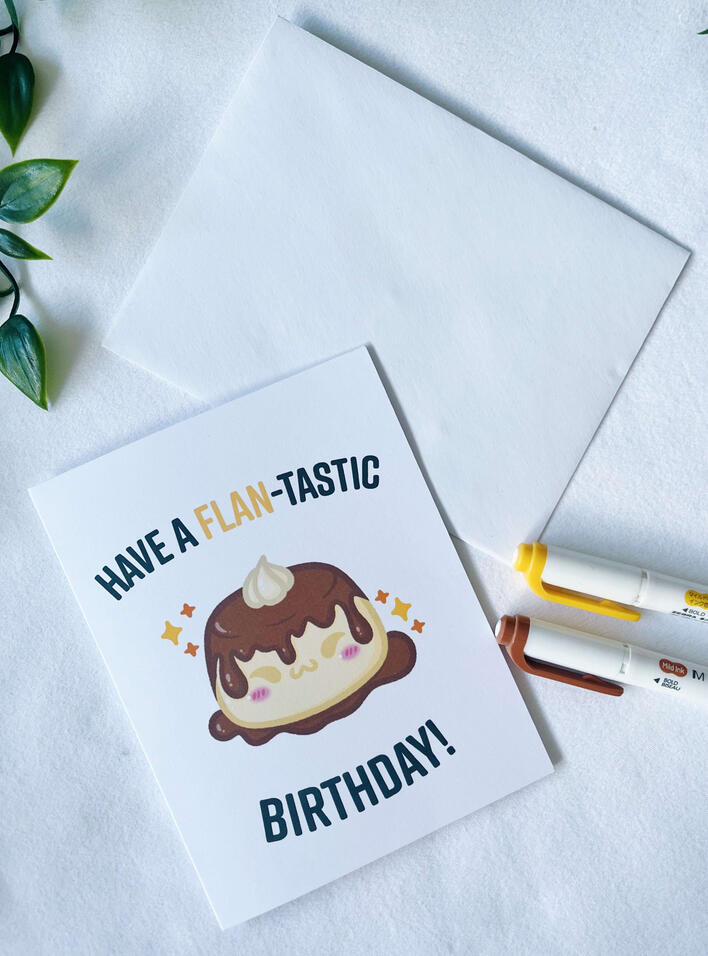 Have a Flan-tastic Birthday Greeting Card